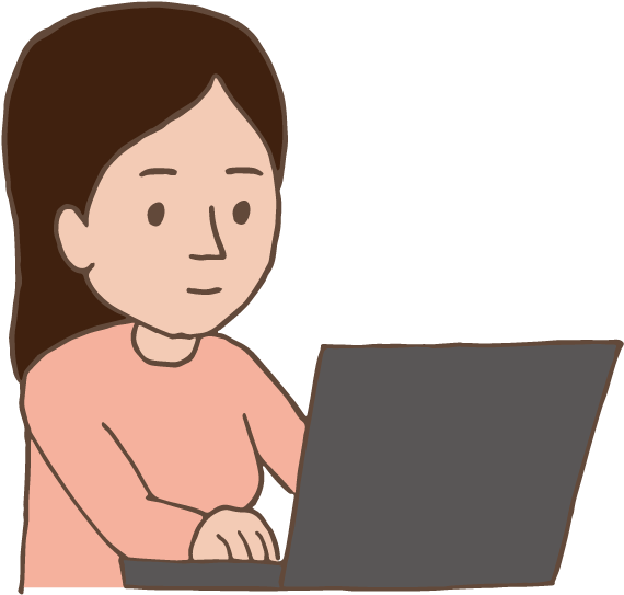 Young Lady Using Laptop - Illustration (595x842), Png Download