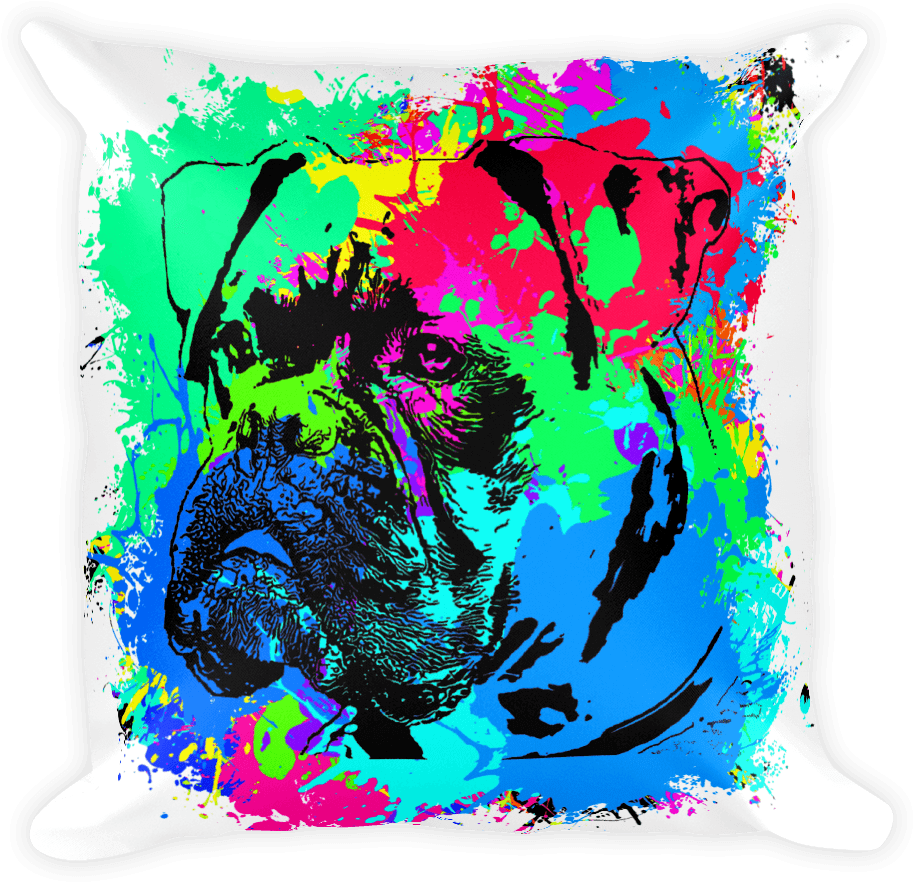 Boxer Colorful Splash Paint Decorative Pillow - Painting (1000x1000), Png Download