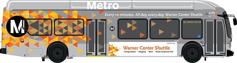 Warner Center Shuttle Side View - Metro Warner Center Shuttle (1000x269), Png Download