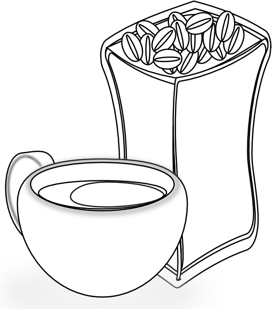 Net » Clip Art » Cup Of Coffee With Sack Of Coffee - Clip Art (555x643), Png Download
