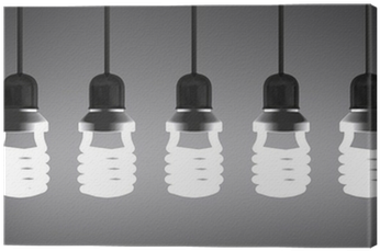 Hanging Glowing Spiral Light Bulbs On Gray Canvas Print - Incandescent Light Bulb (400x400), Png Download