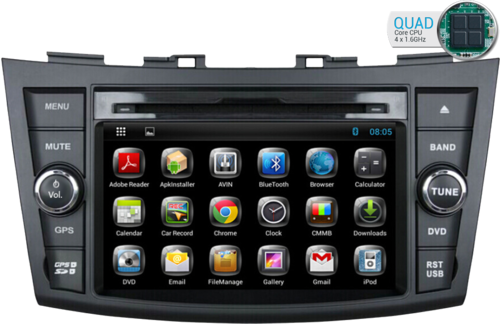 New Radio Dvd Gps Hd Quad Core Android Suzuki Swift - Radio Suzuki Swift 2010 (500x324), Png Download