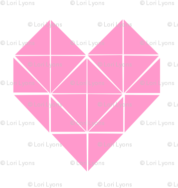 Geometric Heart In Pink Back - Abstract Geometric Heart Png (366x400), Png Download