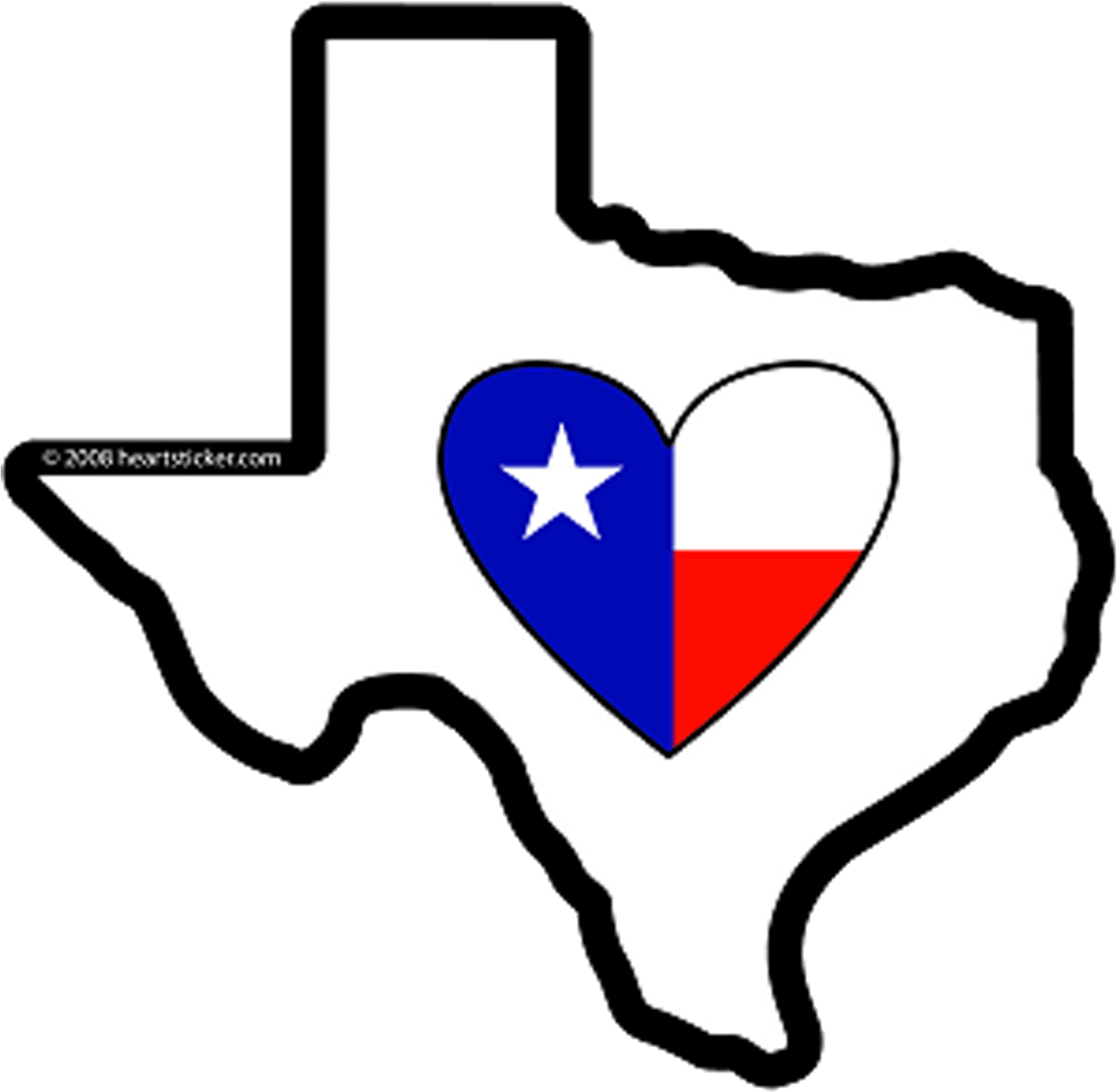 Heart In Texas Sticker - State Of Texas With Heart (2048x2048), Png Download