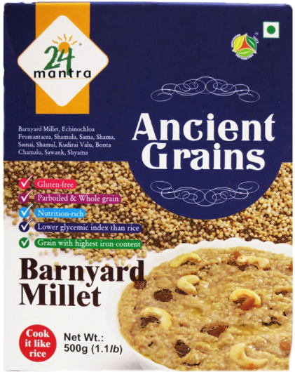 24 Mantra Organic Products Barnyard Millet, 500g (500x545), Png Download