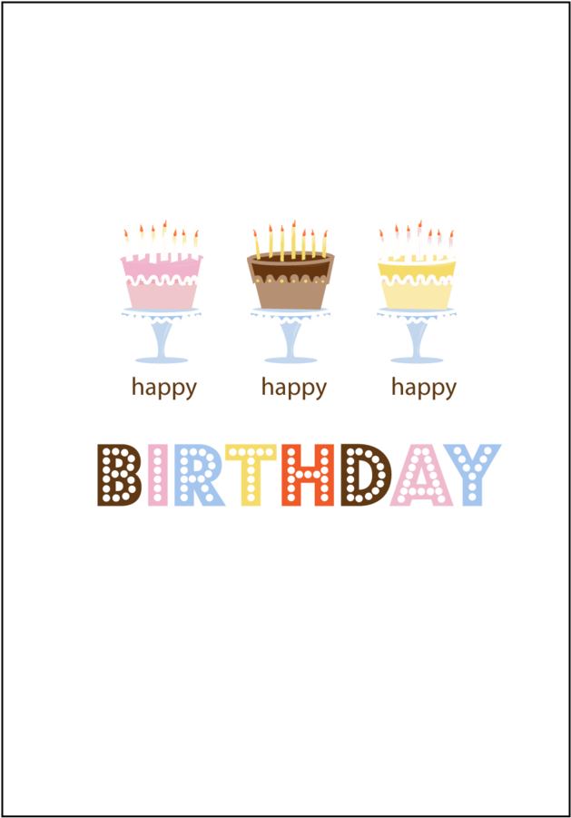 Three Cakes Birthday Card Set (1000x1429), Png Download