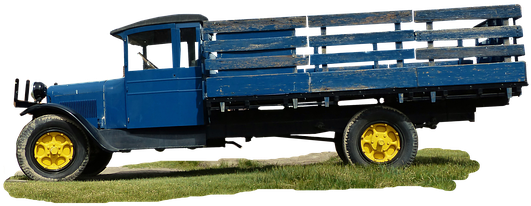 Truck, American, Former, Old, Blue - Truck (604x340), Png Download