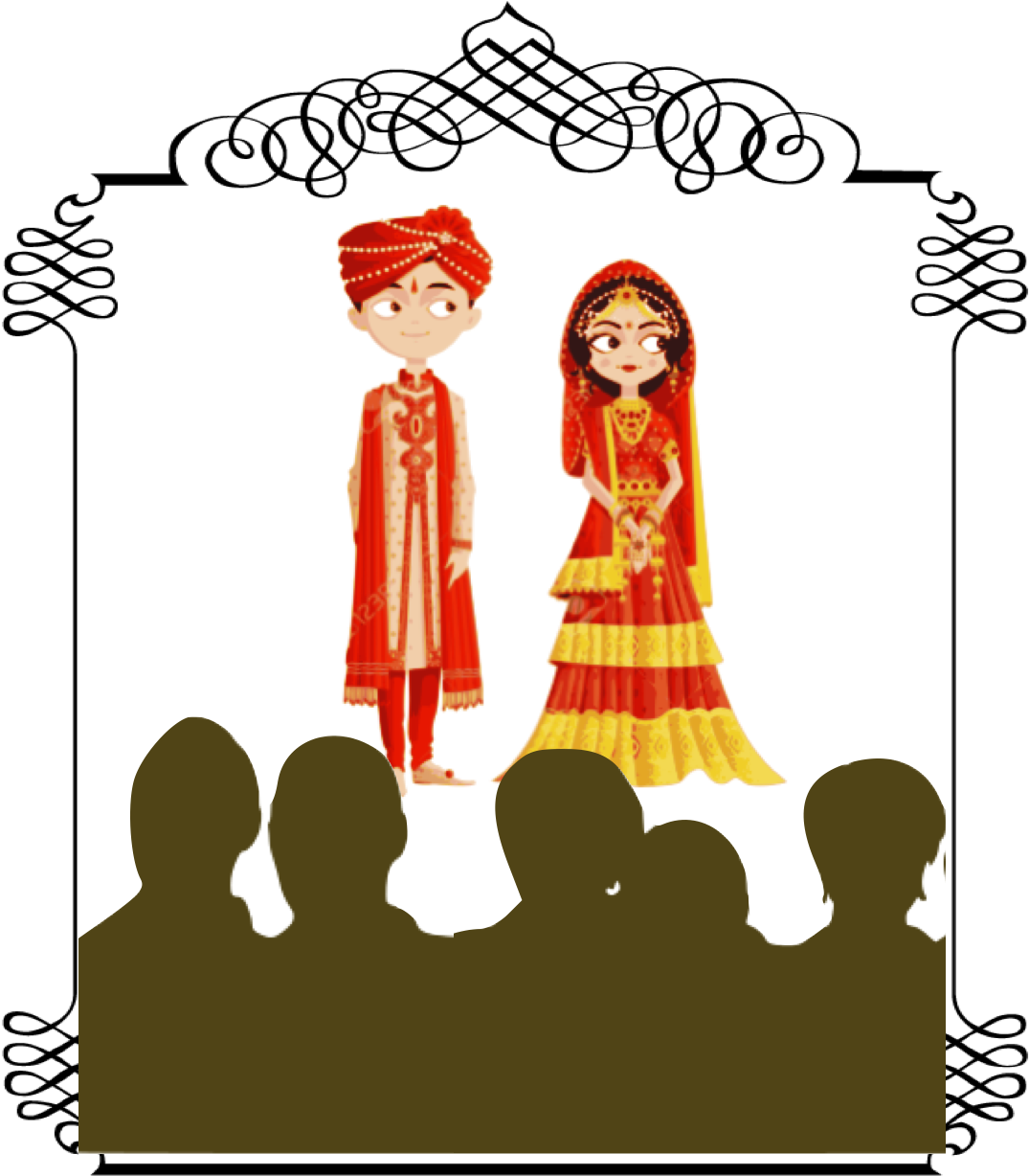 Arranged Marriages - Cartoon Indian Wedding Couple (1232x1366), Png Download