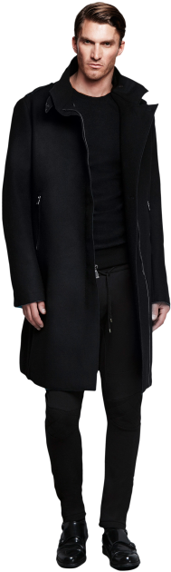 Man In Black Trench Coat (258x640), Png Download