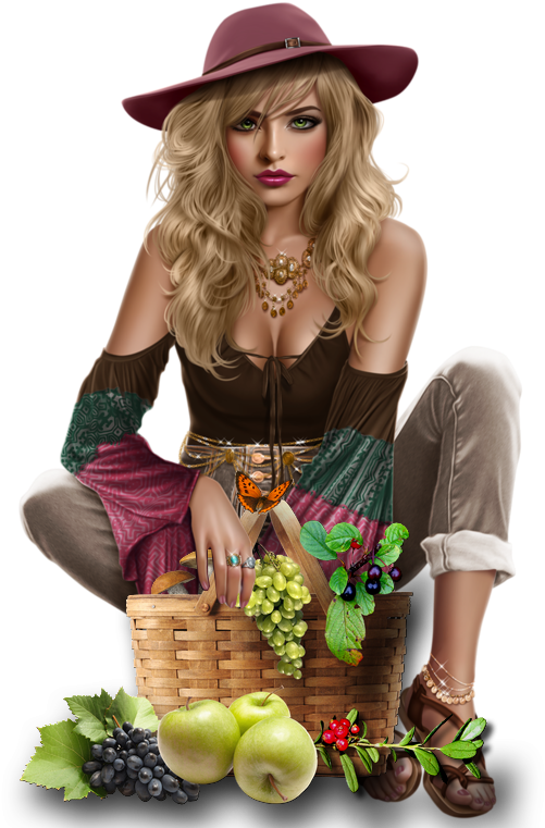 Tubes Femmes Automne Illustration Autumn Girls Png - Grape (535x800), Png Download