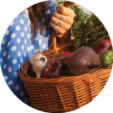 Basket Of Vegetables - Farmers' Market (373x373), Png Download