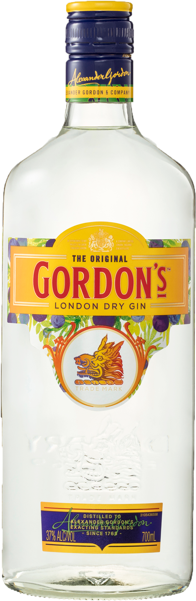 Gordon's London Dry Gin 700ml - Gordon Gin (1600x2000), Png Download
