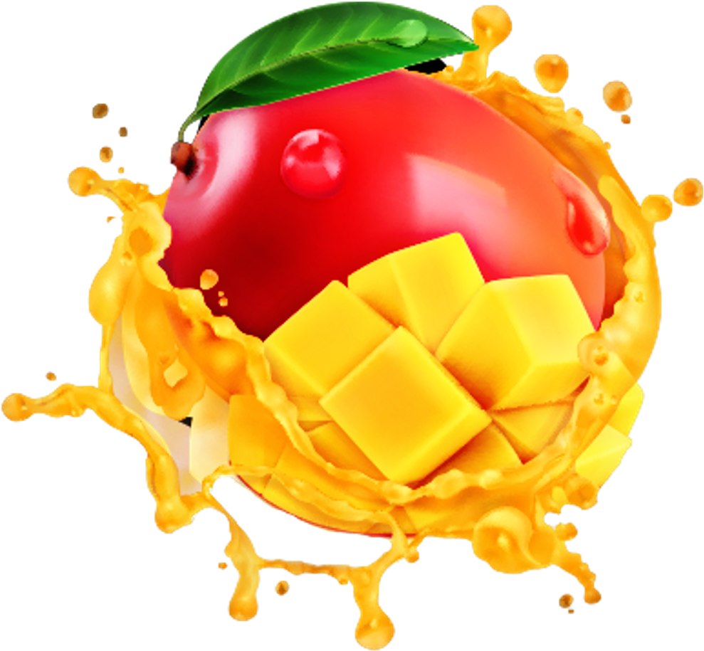 Scmango Mango Fruit Splash Yellow Food Ftestickers - Mango Juice Splash Png (1024x1024), Png Download