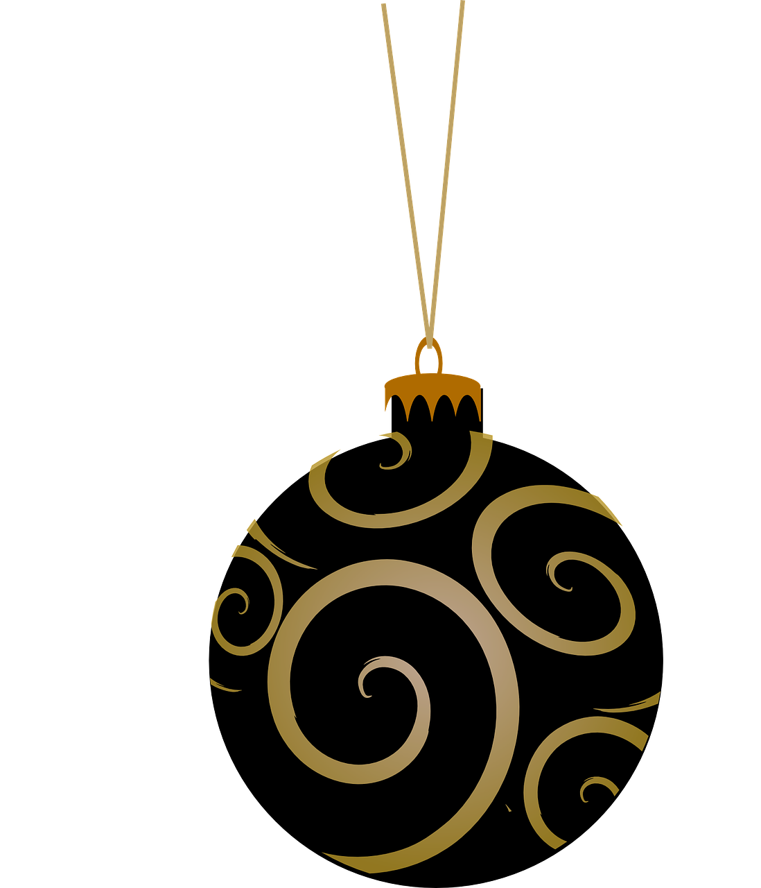 Black And Gold Christmas Baubles (1098x1280), Png Download