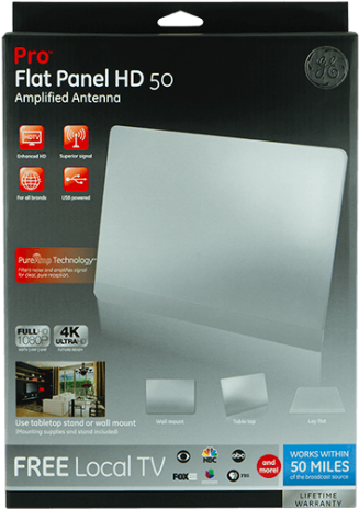 Ge Pro Flat Panel Hd 50 Antenna (555x555), Png Download