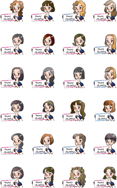 High School Girl Wish You Happy Birthday - Line (420x673), Png Download