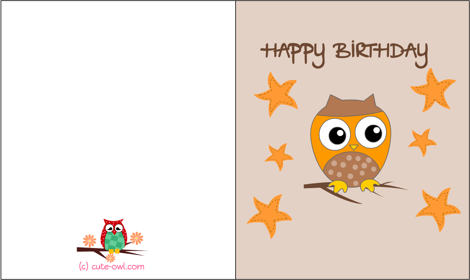 Happy Birthday Printable Free Owl Birthday Cards (1650x1275), Png Download