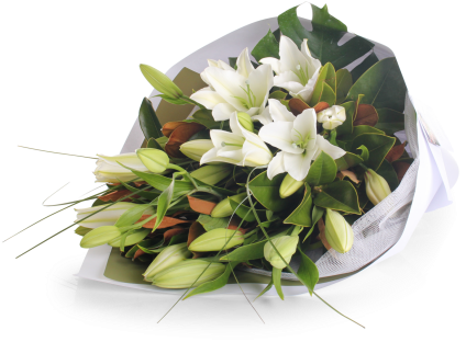 White Oriental Lily Bouquet - Lily Bouquet Png (480x338), Png Download