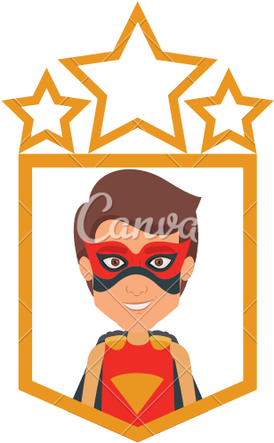 Superhero In Frame With Golden Stars - Triple Threat (550x550), Png Download