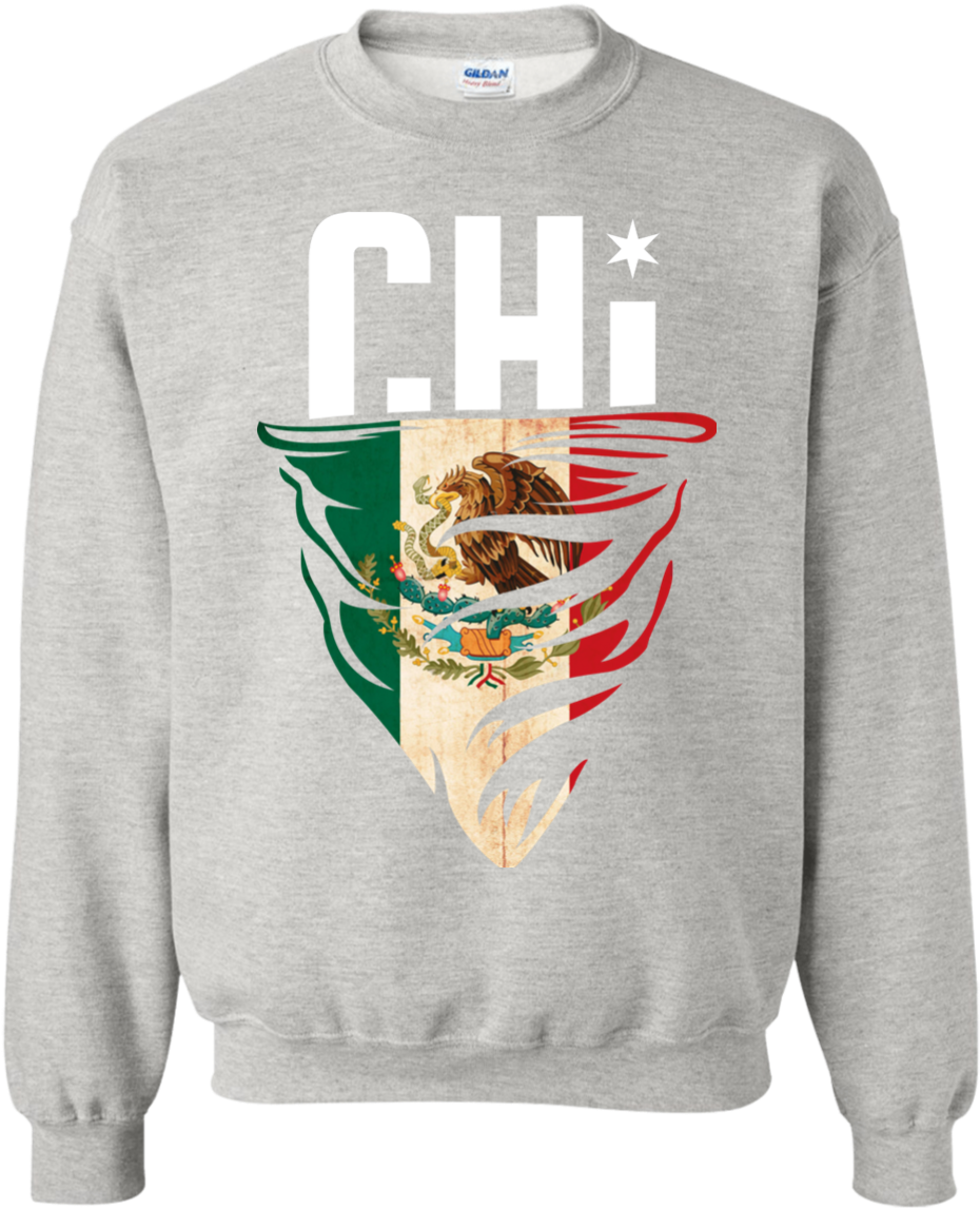 Adult Chi Mexican Flag Crewneck (1155x1155), Png Download