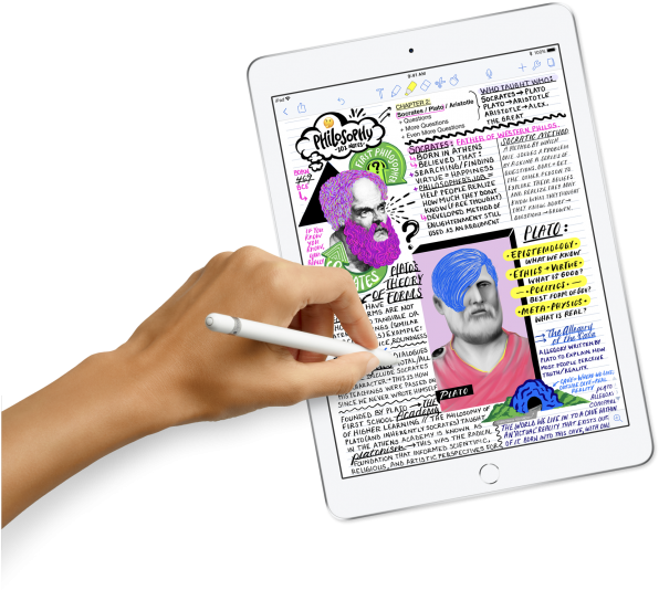 New Ipad 32b Silver Cell Wifi Now Support Apple Pencil - Ipad 2018 Note Taking (600x546), Png Download