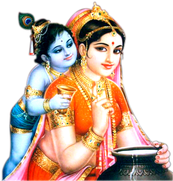 Krishnan Png With Mother Yashoda - Sri Krishna With Mother (570x592), Png Download