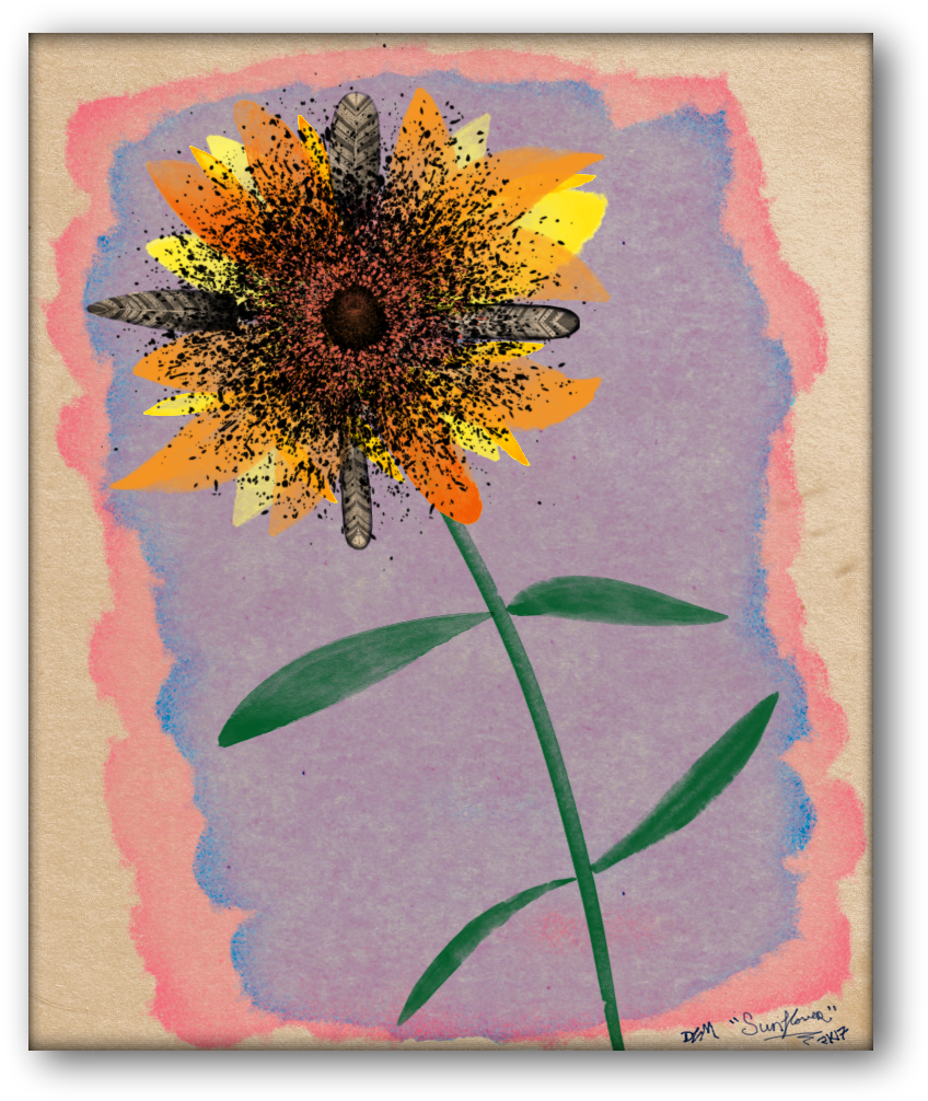 Sunflower2b - Drawing (860x1018), Png Download