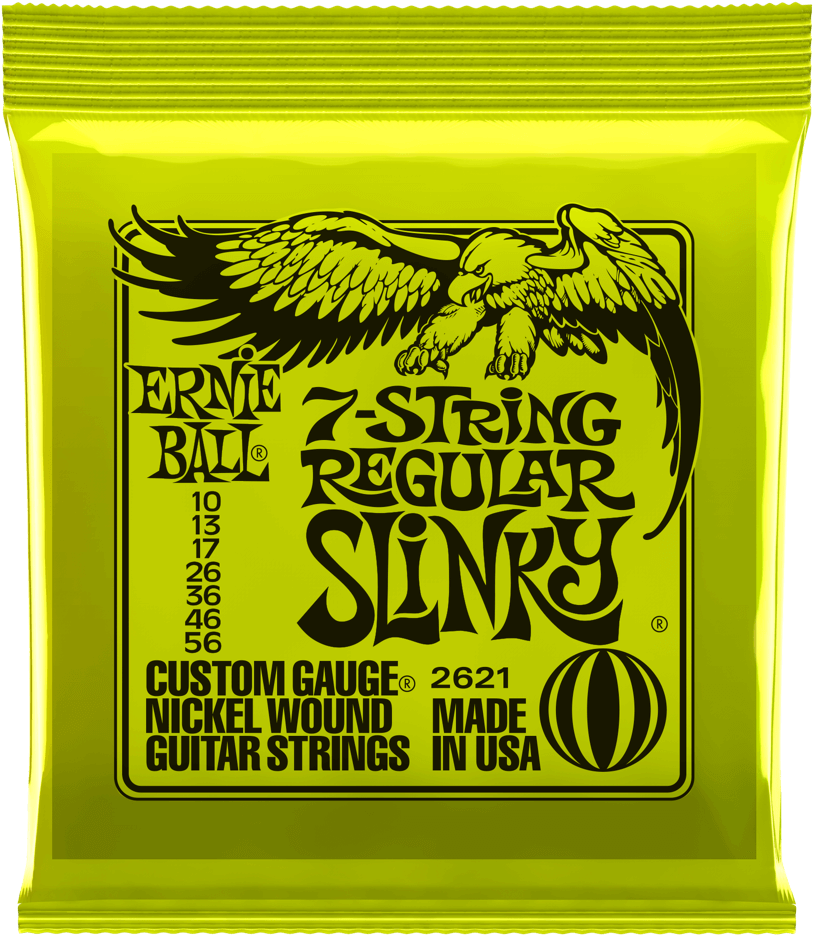 Regular Slinky 7 String Nickel Wound Electric Guitar - Ernie Ball 2621 7 String Regular Slinky (1000x1000), Png Download