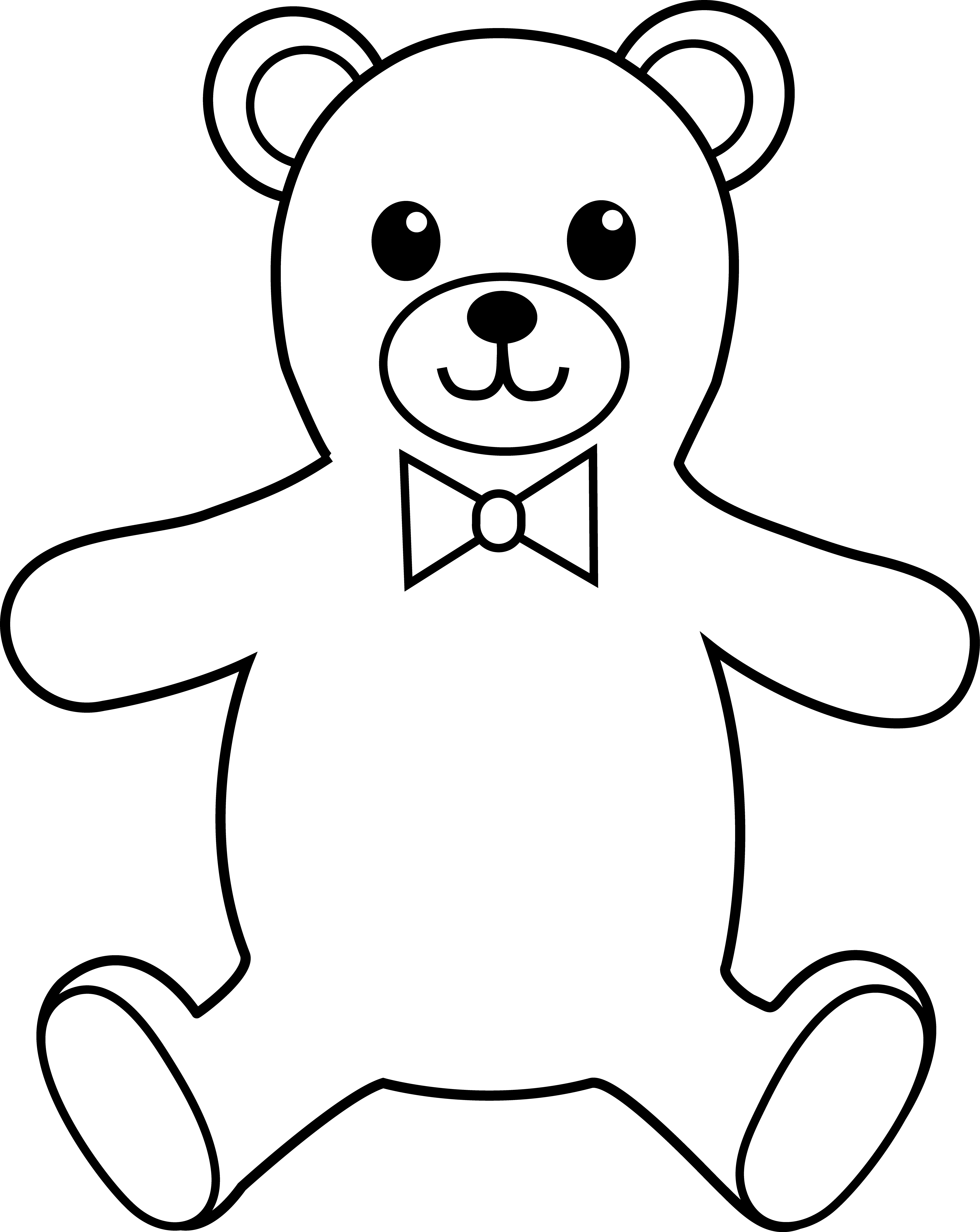 Bear Colorable Line Art Free Clip - Teddy Bear Drawing Outline (4818x6058), Png Download