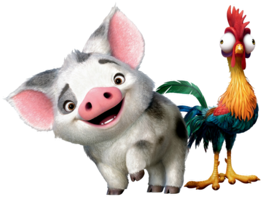 Pua Moana Png Png Black And White Library - Moana Pig And Chicken (540x413), Png Download