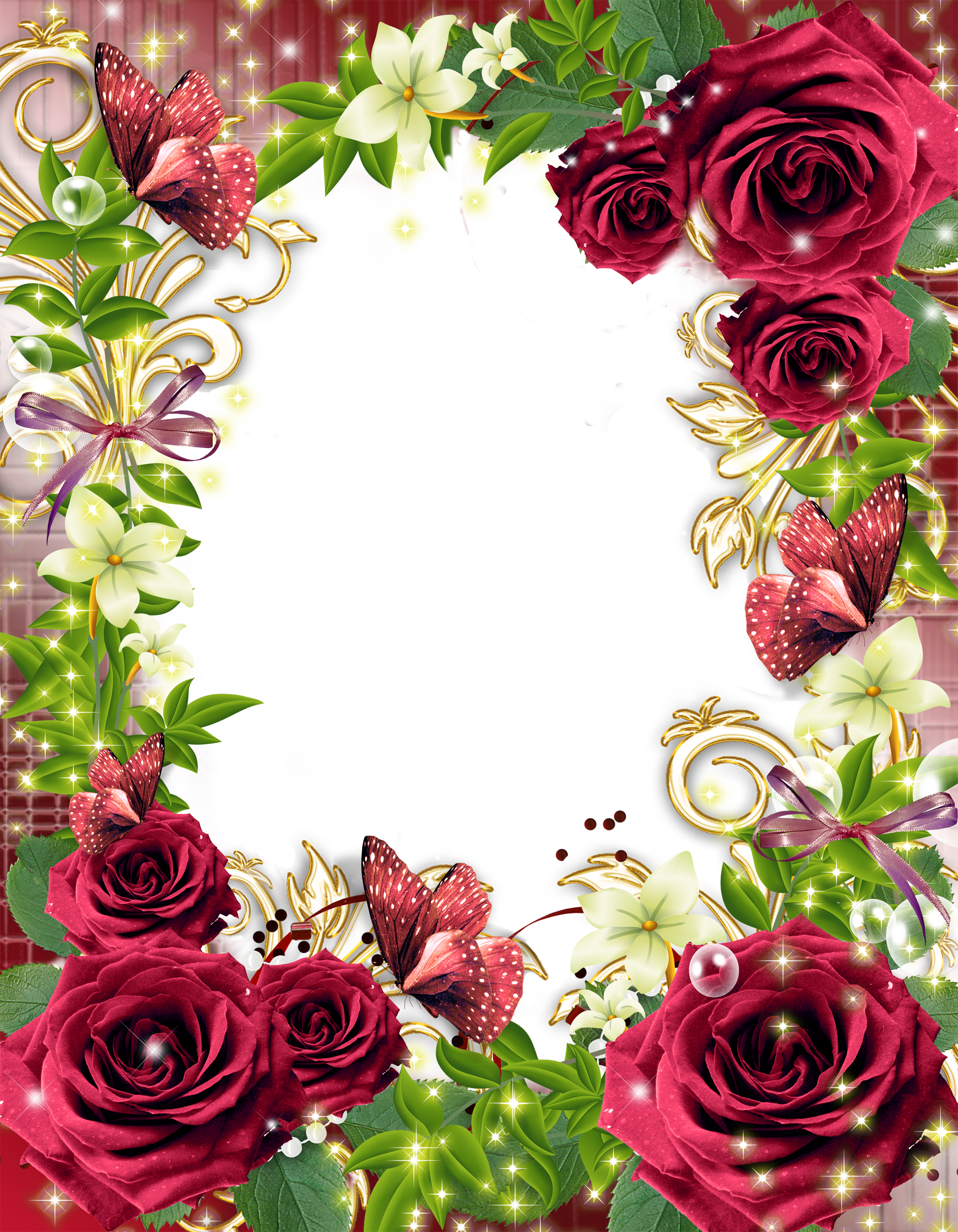 Ramen, Flower Frame, Frame With Flowers, Png Photo, - Roses Photo Frame (2000x2571), Png Download
