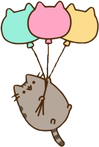 Pusheen And Stormy Balloons (368x551), Png Download
