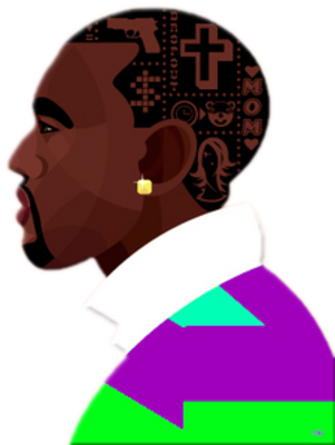 Kanye West Cartoon Psd - Kanye West Cartoon Png (301x400), Png Download