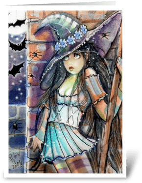 Spooked Little Witch, Greetings Greeting Card - Greeting Card (350x396), Png Download