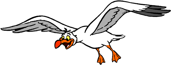 Seagull Clipart Little Mermaid - Scuttle Little Mermaid Flying (600x230), Png Download