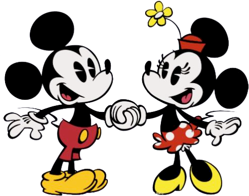 Cartoonmin Mickholdhands - Cartoon Minnie And Mickey Mouse (495x401), Png Download