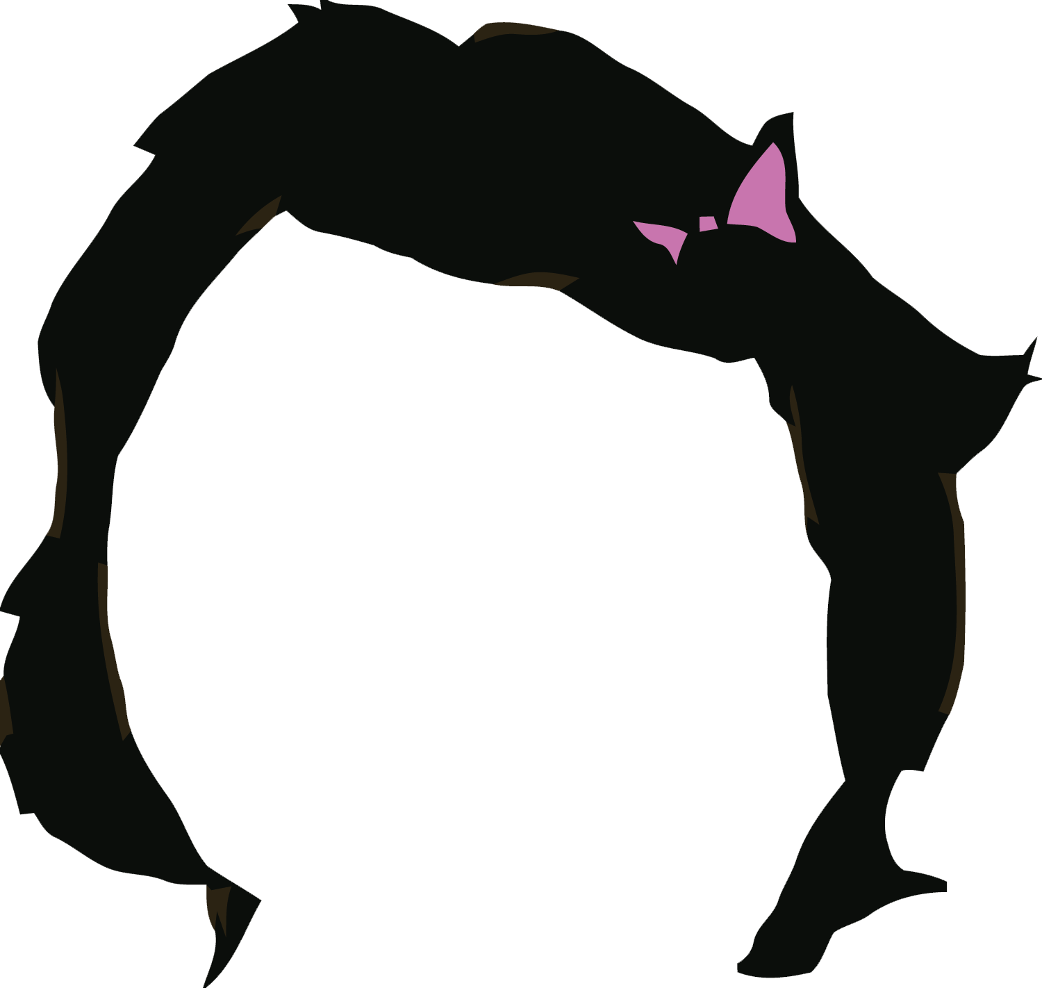 Component Female Black Hair Only L - Head Vs Heart Meme (1500x1422), Png Download