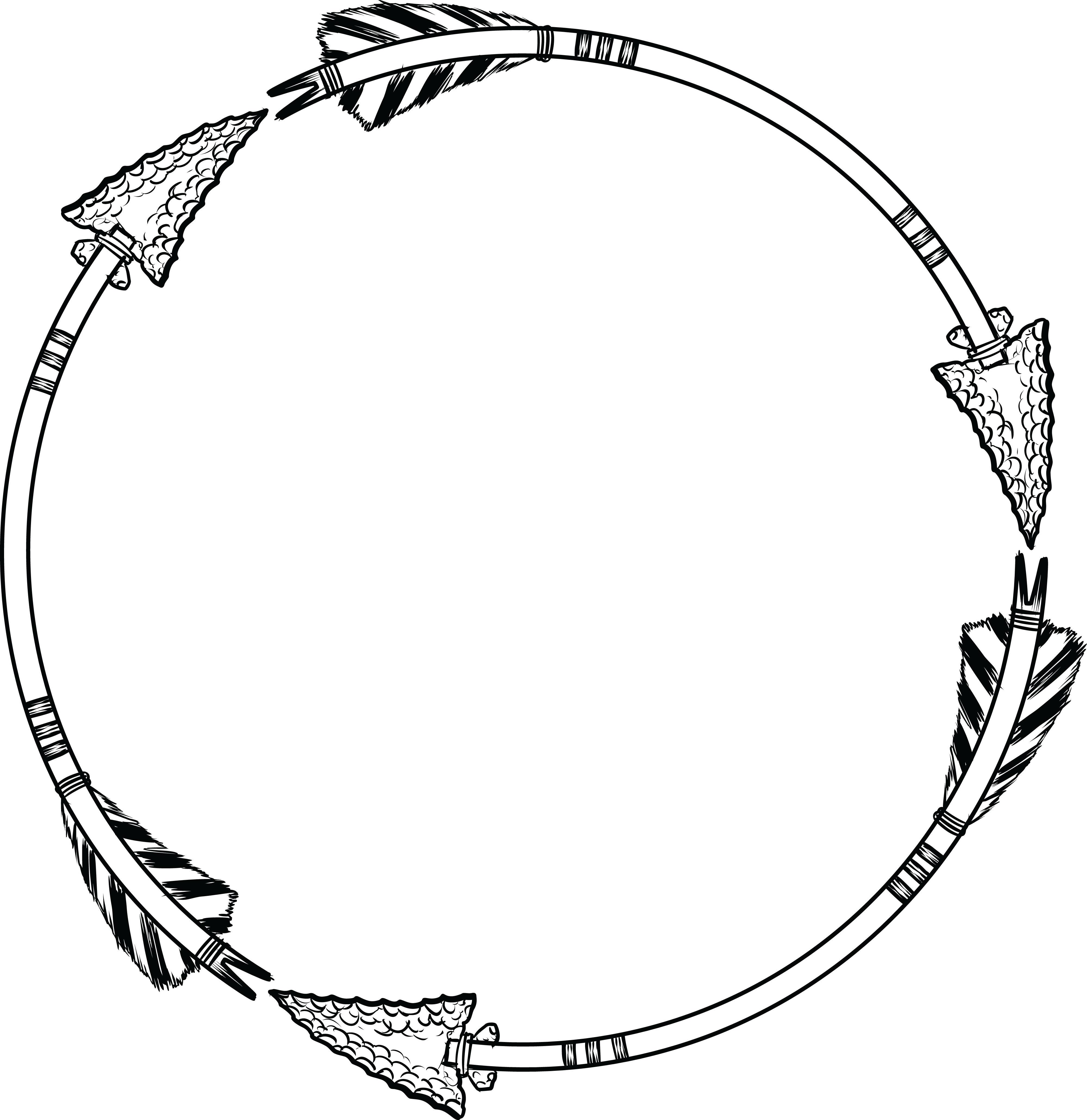 Free Clipart Of A Flint Arrow Circle Shaped Frame - Circle Frame Clip Art (4000x4122), Png Download