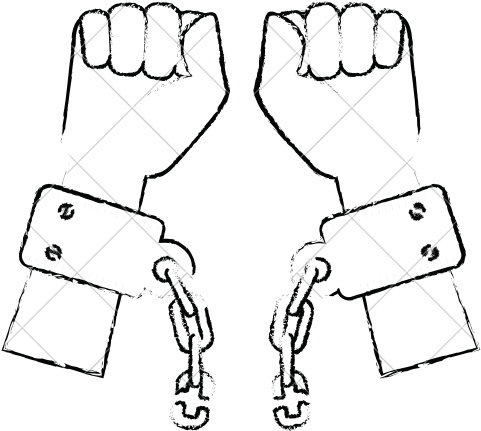 Drawn Chain Handcuffs - Slavery Chains Outline (550x550), Png Download