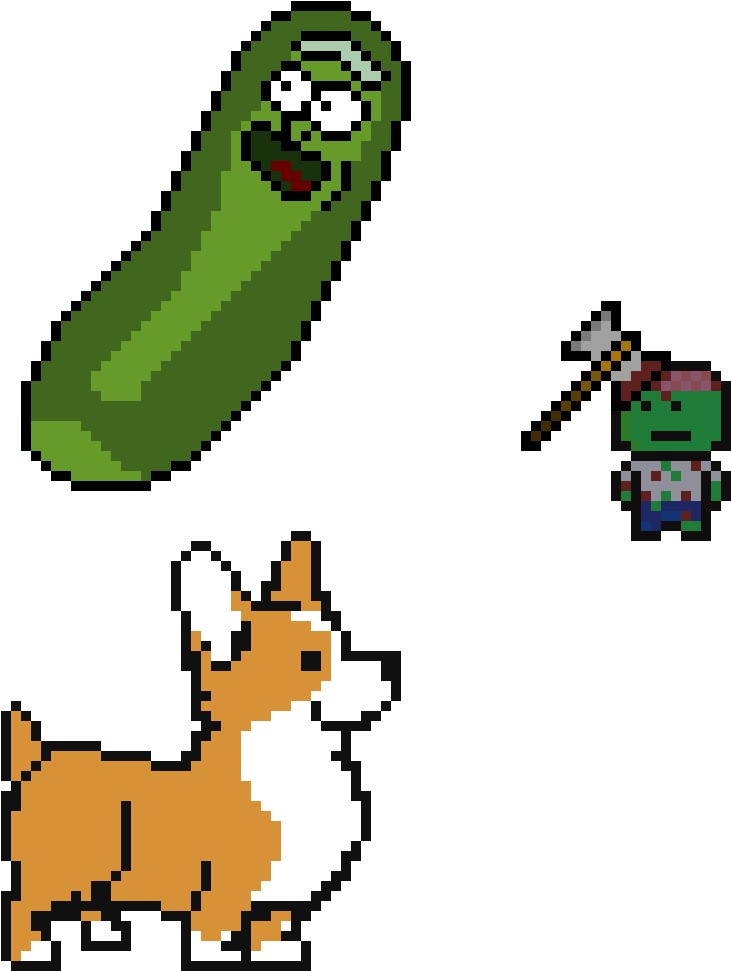 Pickle Rick,corgie,axe Head Zombie - Corgi Cross Stitch Pattern (890x1040), Png Download