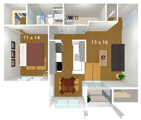 Bent Tree Apartments - Floor Plan (500x500), Png Download