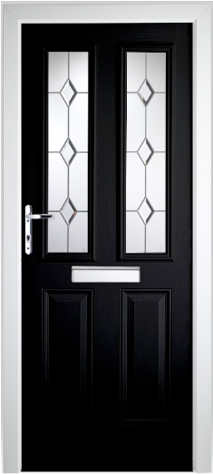 Doorsdirect2u Black Composite London Glazed Front Door - Red Composite Front Door (600x522), Png Download