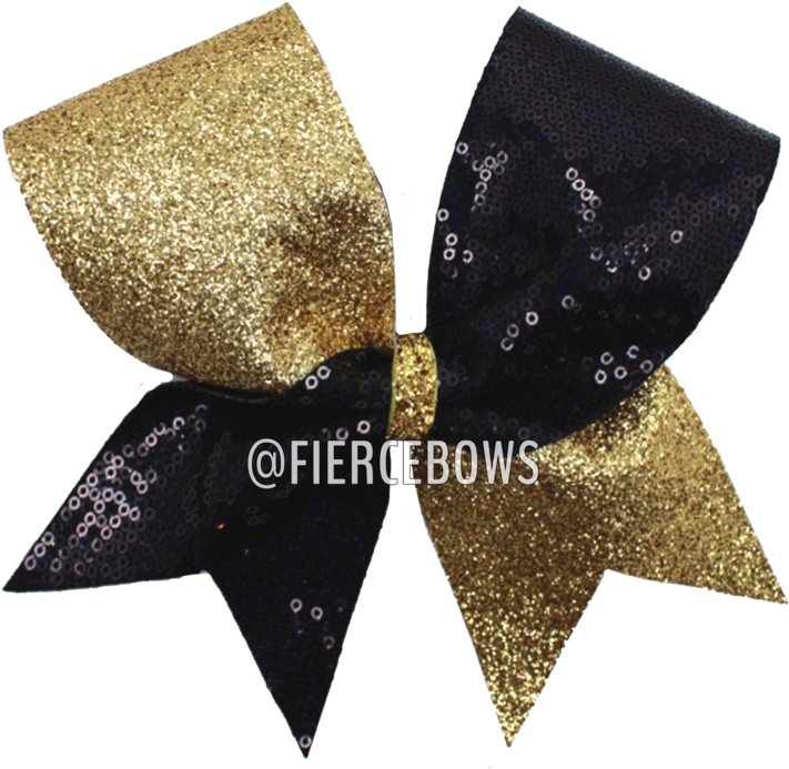 Black Sequin And Gold Glitter Bow - Sequin (800x800), Png Download