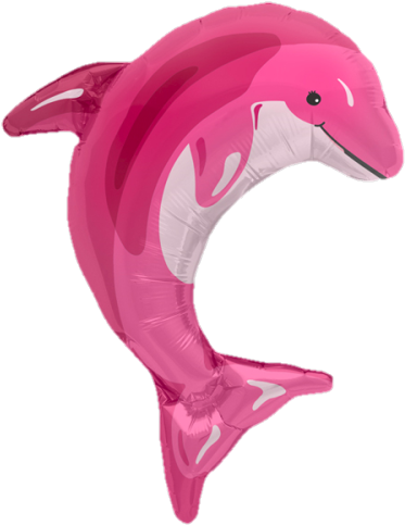 Free Library Balloon Wizardsmisery - 31" Foil Balloon Pink Dolphin - Mylar Balloons Foil (500x500), Png Download
