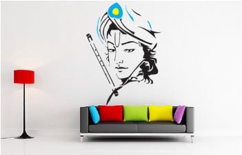 Nd-65 Lord Krishna & Flute - Krishna With Flute In Png (350x350), Png Download