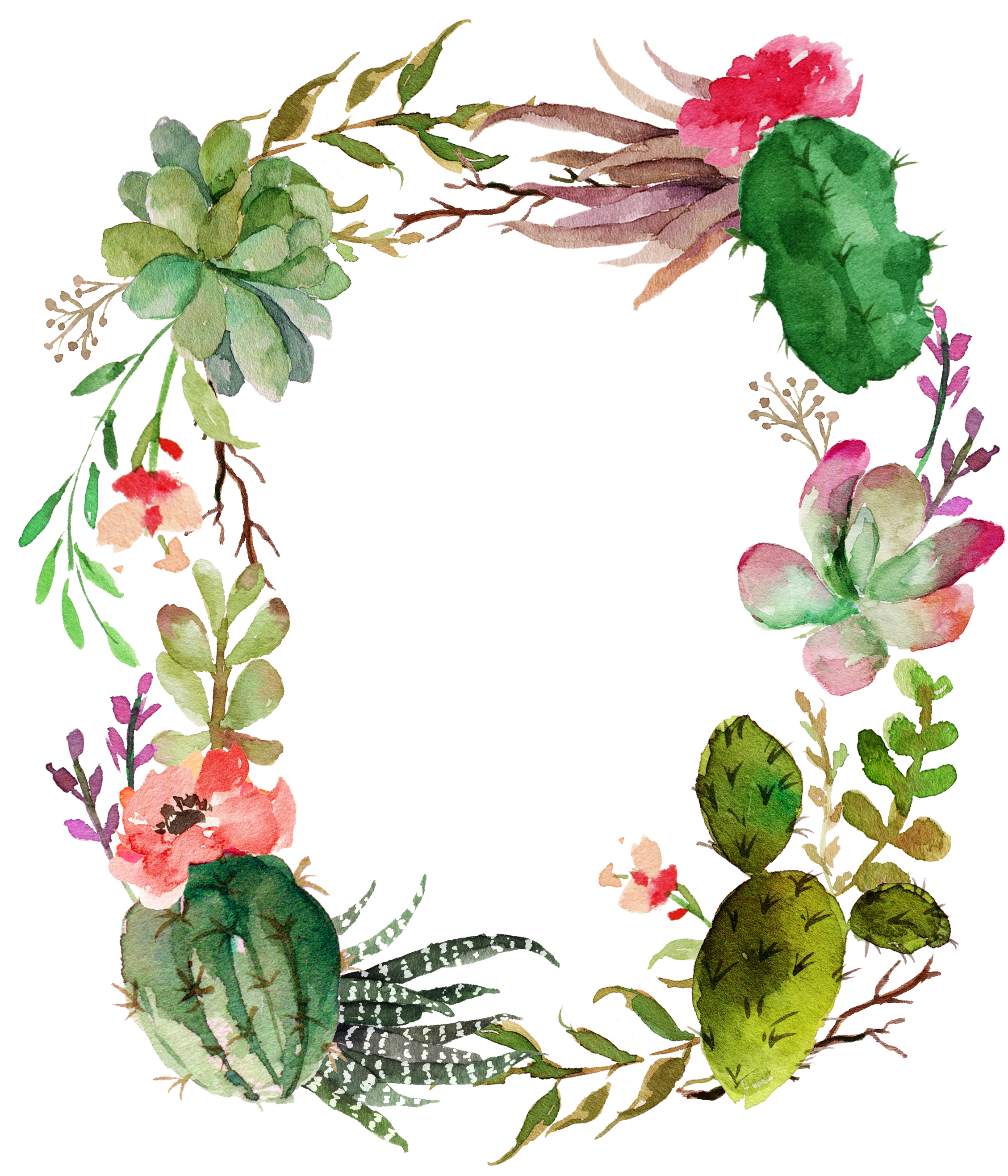 Clip Art Freeuse Stock Garland Vector Succulent - Flower (2264x2633), Png Download