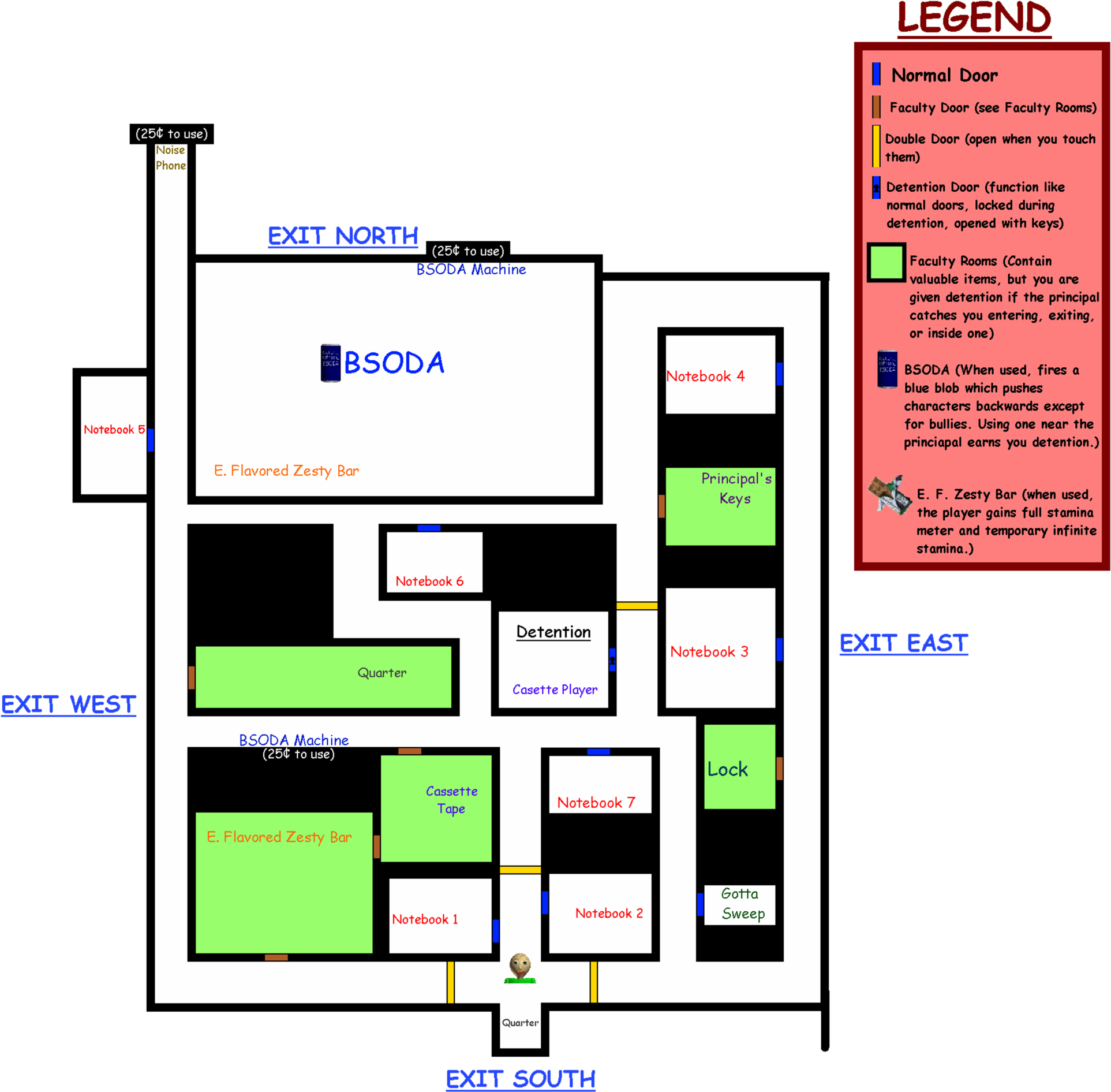 Schoolmap - Baldi's Basics In Education And Learning Map (1920x1920), Png Download