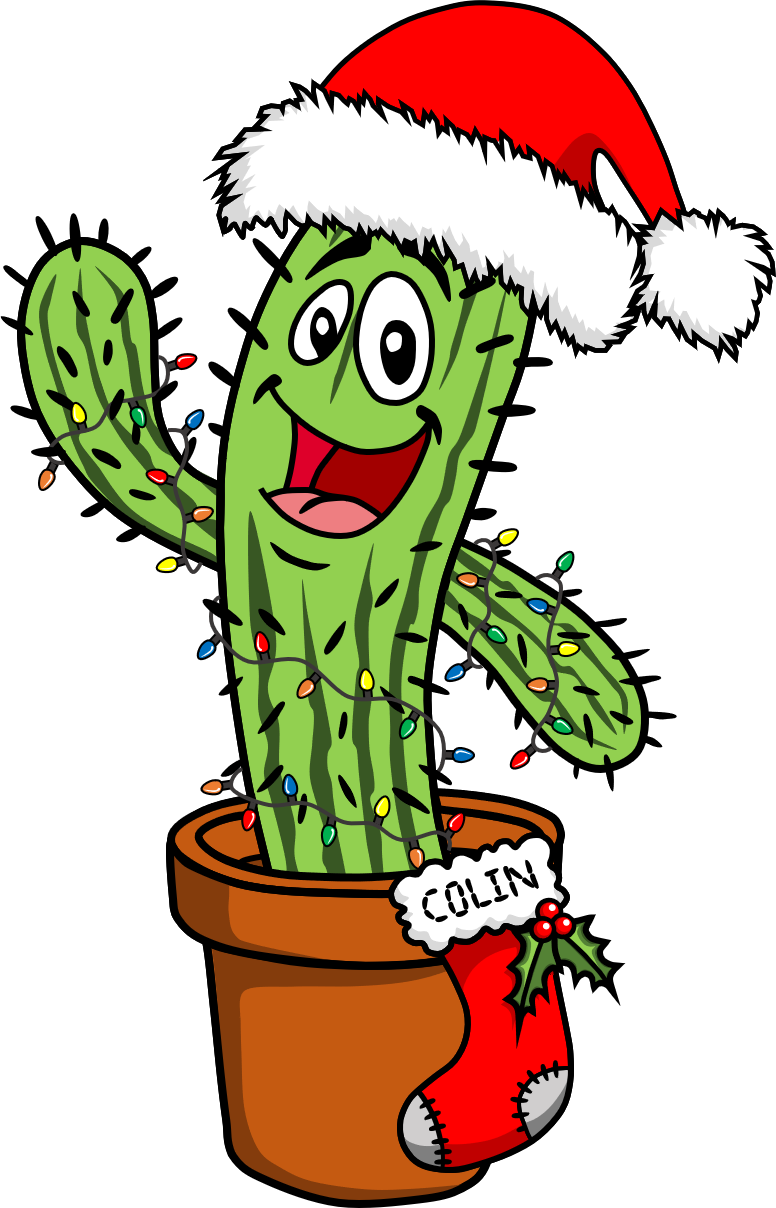 Cactus Clipart Christmas Cactus Free Collection - Christmas Cactus Cartoon (776x1208), Png Download