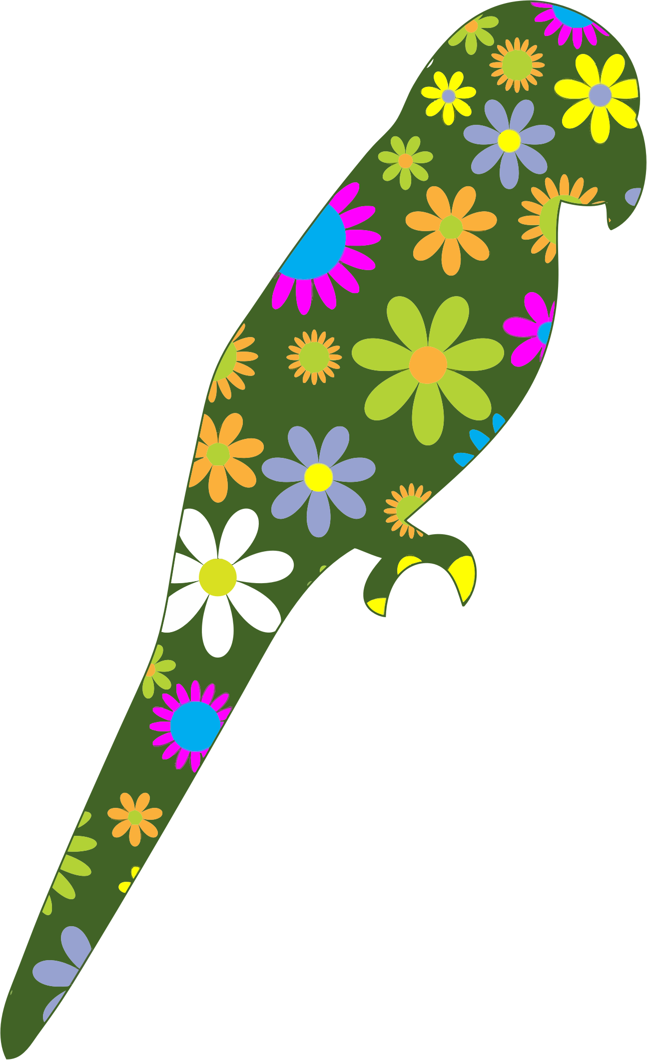 This Free Icons Png Design Of Retro Floral Parrot (1295x2123), Png Download