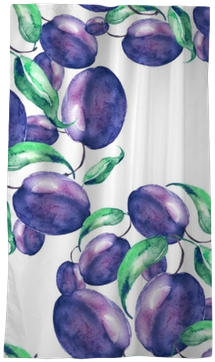 Clip Stock Watercolor Seamless Pattern Sprig Plums - Śliwki Wzory (400x400), Png Download
